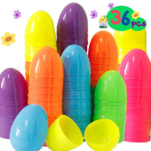 36 Stück Ostereier Plastik, Ostereier Plastikeier zum Befüllen, Kinder überraschungsei Ostern kinderüberraschungseier, Bunte Eier aus Plastik zum Befüllen von Süßigkeiten Geschenke für Kinder