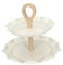 Alzata Portadolci Antipastiera Riccioli Fata 53164 Brandani Porcellana Bianca Decori Tortora 24cm