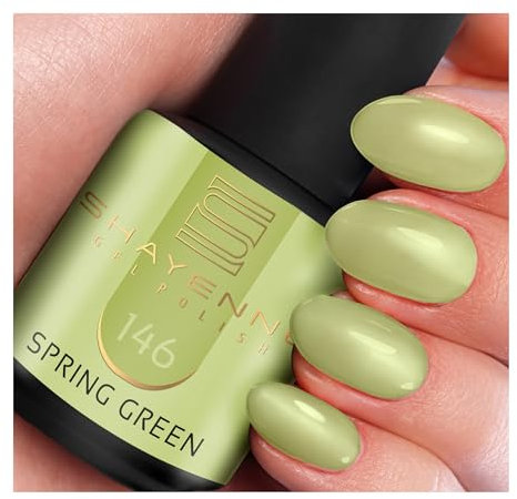 SHAYENNE UV Gel Nagellack - 146 Spring Green Grün mit Glitzer 15 ml - Langanhaltend, Kratzfest & Hochglänzend - Profi-Qualität - LED kompatibel - Perfekt für Zuhause & Studio - Made in Germany