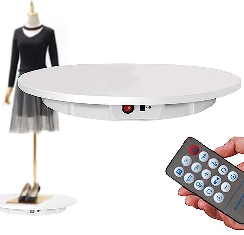 Soporte de exhibición Giratorio eléctrico Profesional, Plato Giratorio automático de 360° con Control Remoto, 60 cm de diámetro, Carga de 100 kg, para exhibición de Tiendas, exhibición de Joyas,Whit