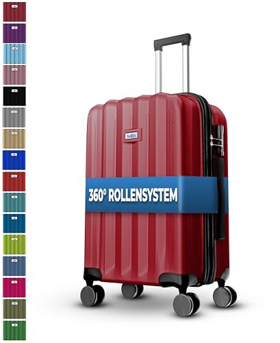 MY TRAVEL BAG Hartschalen-Koffer Trolley ABS Reisekoffer 4 Zwillingsrollen (Handgepäck-Mittel-Groß-Set) + 5cm Dehnungsfuge (Bordeuax, Großer Koffer (75cm))