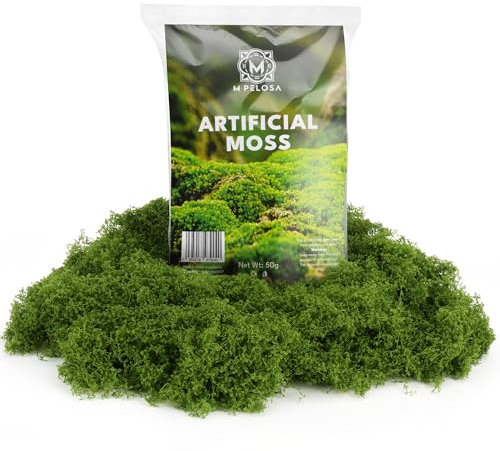 M Pelosa Artificial Moss – 50g - Natural Dark Green Faux Moss - for Arts and Crafts, Christmas and Easter Decorations, Landscaping, Floristry and More – Non-Toxic