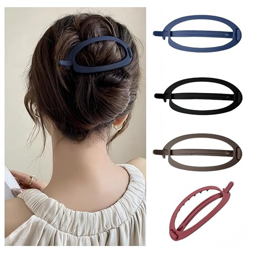 Ellipse Haarspangen,Granmagazz 4 Stück Haarspangen Damen Dünnes Haar,automatische Haarspangen für Haarspangen für Damen, Automatische Vintage für Frauen Mädchen Haarschmuck