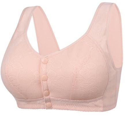 MOONBADI Sport BH starker Halt Vorderverschluss BH Rosa Bustier Damen BH ohne Buegel | Wohlfühl Bustiers Top | Bügelloser Soft Bra Tshirt BH 100C