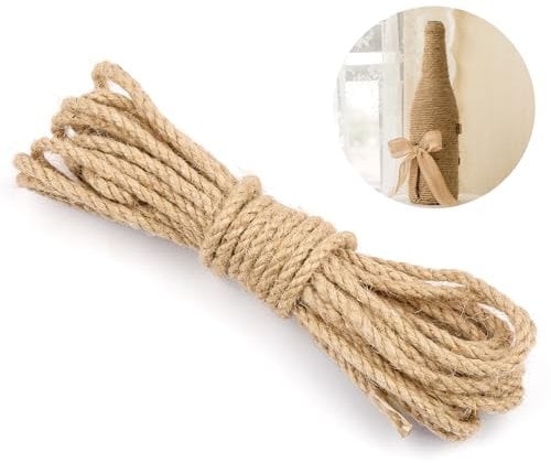 Corda di canapa, 4 mm, 5 m, corda di iuta, corda di iuta naturale, per giardino, artigianato, imballaggi e decorazioni