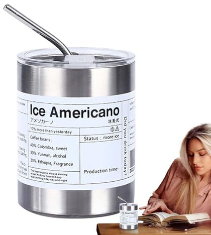 Generico Americano Tumbler, Portable Water Bottle Tumbler Coffee Cup, Portable Coffee Tumbler, Insulated Water Bottle, 320ml Tumbler with Lid, Double Layer Vacuum Tumbler for Beach, Travel