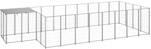 DYRJDJWIDHW Hunde Box für zu Hause,hundehütten & zwinger,Hundezwinger Silbern 10,89 m² StahlEntworfen für Garten und Terrasse.