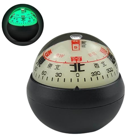 Auto-Kompass, Kompass für Auto, Auto-Kompassball, Doppelzifferblätter, Armaturenbrett-Kompassball, Armaturenbrett-Halterung, verstellbarer Kompassball mit Bodenstab für Boot, Auto, LKW, Marine, um die