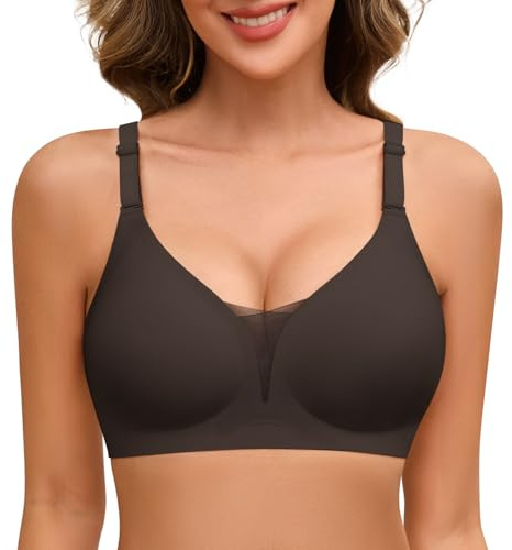 TOMEEK Donna Reggiseno Senza Ferretto Senza Cuciture Reggiseno Donna Comodo Push Up Scollo a V Pizzo Reggiseno Imbottito Bralette Cinghie Regolabili Invisibile