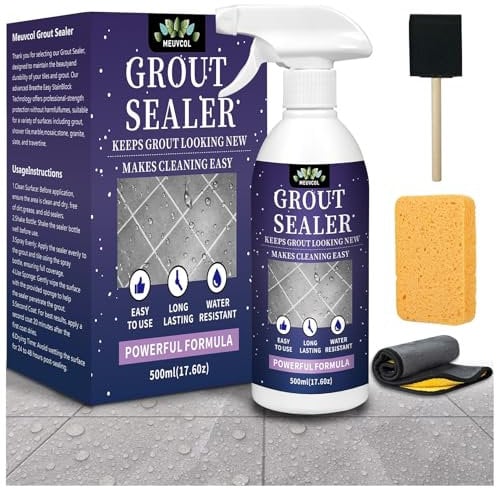 Grout Sealer,500ml Waterproof Grout Sealer for Shower Floor Tiles - 100% Safe Porcelain Tile Sealant Spray - Long Lasting Clear Grout Protector Sealant for Stone, Bathroom, Marble - Indoor & Outdoor
