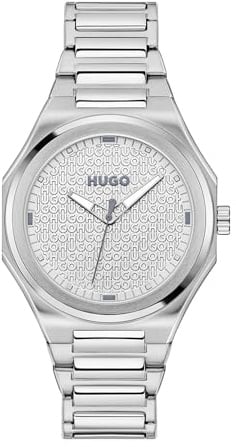 HUGO Uhr mit DREI-Zeiger-Quarzwerk für Damen Kollektion #Grail for HER mit Silbernes Edelstahlarmband - 1540174