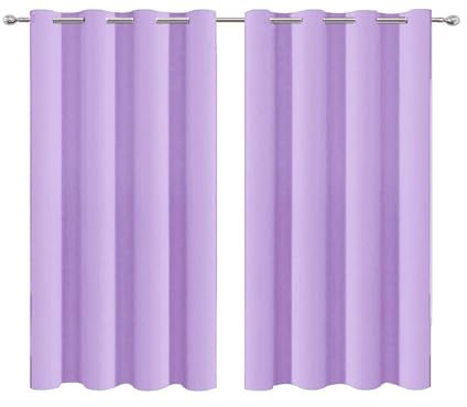 NINGBAI Gardinen Blickdichte Vorhänge 50 x 140 cm Gardine Schlafzimmer Ösen Thermo Gardienen Schals Wohnzimmer/Ösenvorhang für Jedes Fenster, Lila