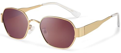 Wrimen-Retro-Sonnenbrille Damen-Herren-polarisiert-Klassisch-Trendy Metallrahmen-70er-Vintage-sport-Hippie-Brille-UV400 Schutz-Mode Brillen-für Party Reise Fotoshooting Festival Rosa