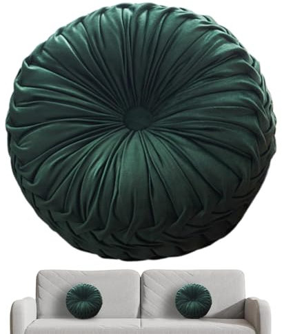 Rundes plissiertes Dekokissen | mit -Design, Samt-Kissen – Couchkissen mit Plissee-Design für Schminktisch, Stuhl, Bett, Wohnzimmer