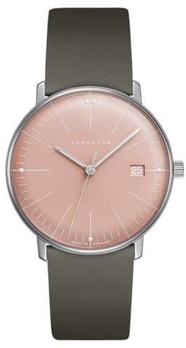 JUNGHANS max Bill Damenuhr mit Lederband Grau/Rosa 47/4555.02