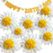 8 Stück Daisy Party Decoration White Yellow Flowers Artificial Daisies and Happy Birthday Banner Hanging Deco for Birthday Wedding Classroom Backdrop