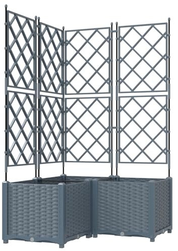 vidaXL Jardinière avec Treillis 3 pcs Gris Clair 80x80x143 cm