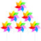 QZKJQDD 6 Pcs Rainbow Pinwheels, Windmills for Garden, Windmills for Children, for the Yard Garden Lawn Patio Outdoor Decor Party Decorations, Colorful (ø 18cm)