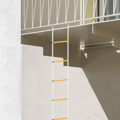 Schwer Entflammbare Sicherheits Strickleiter Mit 2 Karabiner, Strickleiter Rettungsleiter, Notbalkon Fluchtleiter 12m - Feuer Evakuierungsleiter, perfekt für Fenster und Balkon