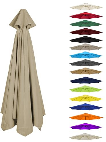 Toldo De Recambio De Sombrilla 6 Varillas/8 Varillas, Cubierta De Repuesto para Paraguas, Impermeable, Anti-Ultravioleta, Poliéster, 300cm 350cm 200cm 230cm 250cm 270cm 280cm(Top Color,6 Ribs: 300CM)