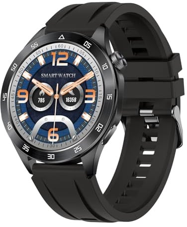Militär Smartwatch Herren, 1.43''AMOLED Display Smart Watch mit Telefonfunktion, 123 Sportmodi Fitnessuhr mit Herzfrequenz SpO2 Schlafmonitor Schrittzähler, IP68 Wasserdicht Sportuhr für Android iOS