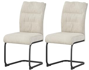 xonox.home – Schwingstuhl Frieda 47x94x61 cm Creme 2er Set – Moderner Freischwinger für Esszimmer – Robust, langlebig, belastbar 120 kg – Eleganter Design-Stuhl für Wohnbereiche