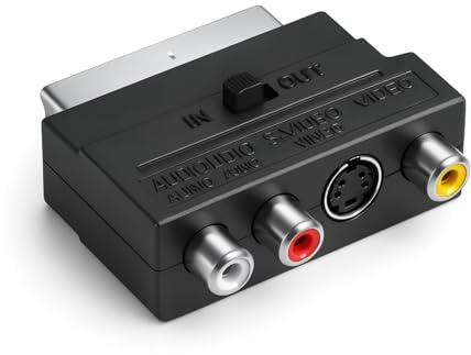 xiongWeiLai Scart auf 3X Cinch Buchsen IN/Out Umschalter S-Video Adapter, Hochwertiger Scart zu Cinch Adapter Konverter für AV Audio Video Verbindung, Kompatibel mit TV, DVD, Recorder, Projektoren