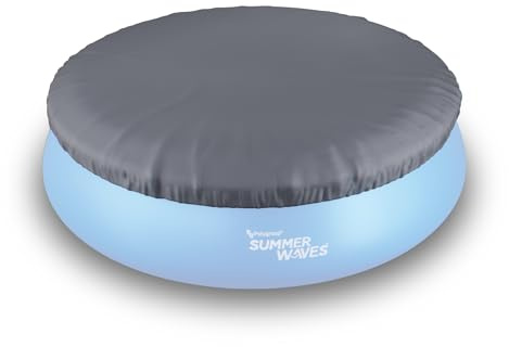 Poolabdeckung 366 cm für Quick Up Pools - runde graue PVC-Abdeckplane mit Kordelzug