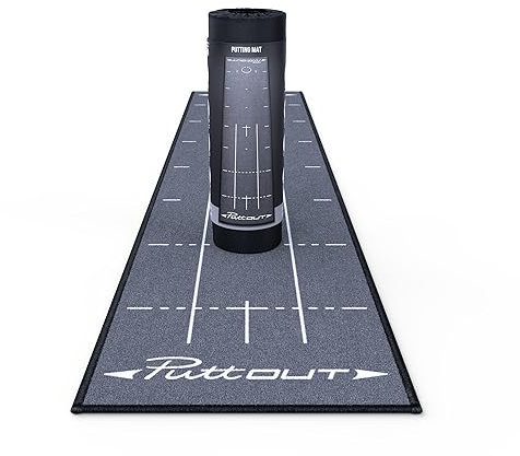 PuttOut Golf Puttingmatte Grau (50x240cm) - Trainingshilfe Indoor Putting