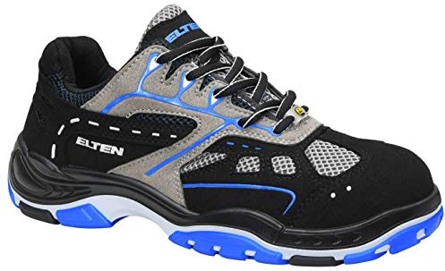 ELTEN Sicherheitsschuhe EASY blue ESD S1, Damen und Herren, Textil, Stahlkappe, leicht, sportlich, Schwarz/Blau, Größe: 37 | Sicherheitsschuhe für Damen & Herren, Stahlkappe, leicht, atmungsaktiv, Gr. 37