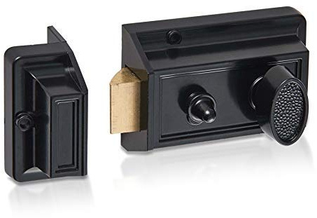SUMBIN Rim Night Latch for Front Door Black Color