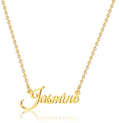 MONOOC Collar con nombre personalizado, chapado en oro de 14 quilates, collar personalizado en oro rosa, plata, placa de nombre de acero inoxidable para mujeres y hombres, Acero inoxidable, No es una