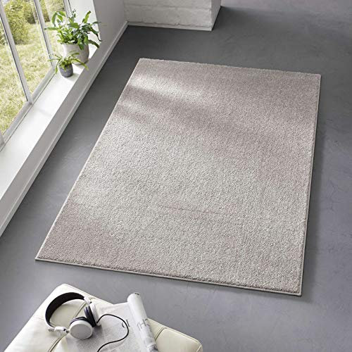 Taracarpet Teppich Kurzflor weicher Designer Uni Bodenbelag Madrid fürs Wohnzimmer, Kinderzimmer, Schlafzimmer und die Küche geeignet Grau Silber 140x200 cm
