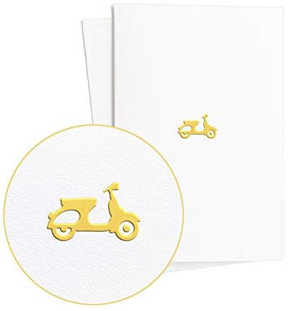 Diese-Klappkarten Gutschein, Geschenkkarte zum Geburtstag Edel und Elegant|Vespa in Goldfolienprägung auf Strukturiertem Papier|Vintage Geburtstagskarte, Gutscheinkarte, E20