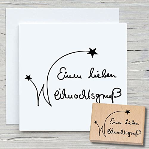 NEWSTAMPS Stempel Einen Lieben Weihnachtsgruß Motivstempel aus Holz & Gummi zum Karten und Geschenke basteln, Holzstempel für Weihnachten, Weihnachtskarte, Scrapbook, Textilstempel, Deko, Freunde