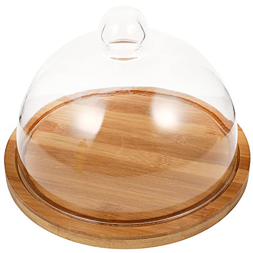 Glas Kuchenhaube mit Holzplatte, Runde Kuchenglocke für Bäckerei