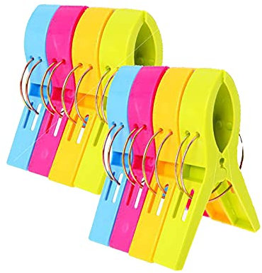 Loialpupy Beach Towel Clips - Windproof Clips for Towels, Duvets, Blankets, Clothes, Tablecloths - Plastic Clothespins (Pack of 8)