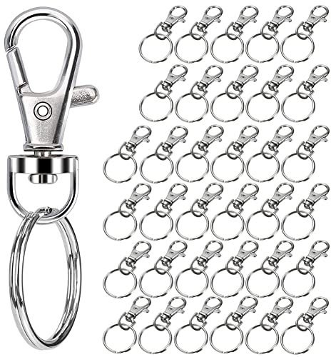35 Pezzi Portachiavi, Gancio Girevole in Lana per Ganci con Anelli Portachiavi 25mm Key Chains, Anello per Porta Chiavi Mestieri Lavori di Bricolage, Accessori fai da te di Creazione di Gioielli