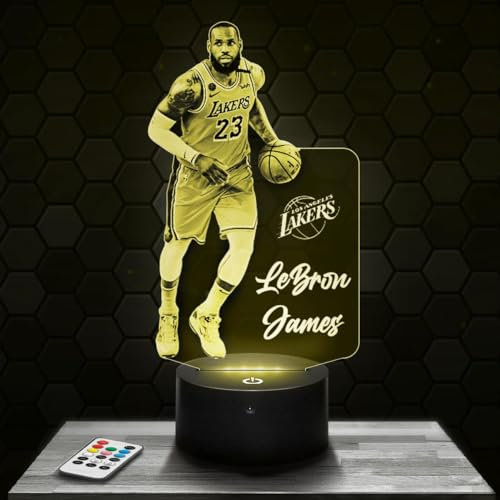 Lampada da comodino, Luce notturna tattile L.James pallacanestro Lampada illusione 3D LED, idea regalo di Natale per ragazzi e ragazze Lampada da notte per bambini o adulti TOP
