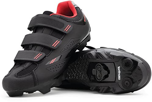 Tommaso Pista All Purpose Ready to Ride Indoor Cycling Shoes Women Bundle - Comfortable, Breathable Spin Shoes Women Indoor Cycling Cleats - Look Delta & SPD Compatible, Schwarz/Rot + SPD, 38 EU