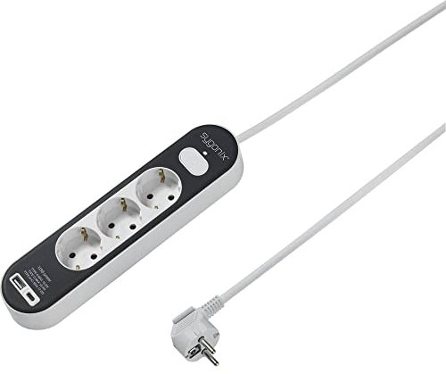 sygonix SY-4755366 Steckdosenleiste mit Schalter Weiß, Grau Schutzkontakt 1 St.