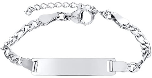 JewelryWe Schmuck Kinder Baby Armband Edelstahl Figarokette Hochglanz Poliert Kinderarmband Armkette für Junge Mädchen silber