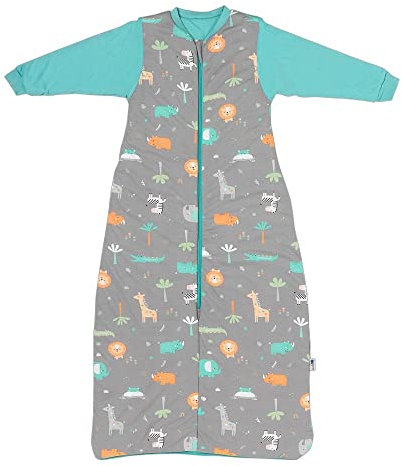 schlummersack Schlafsack Baby Winter 110 cm cm Safari | Babyschlafsack mit Ärmel 3.5 Tog Baby Schlafsack Winter | Winter Schlafsack Baby Baumwolle
