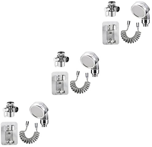 Zerodeko Badewannenaufsatz Wasserhahn 3 Sets Badezimmer Hundeduschtoilette mit Druckgriff Ting Pet Sprayer Home No Hold Handschlauch Wasserhahn Silber -Kupfer-Badewannenaufsatz für Ventil + Zubehör