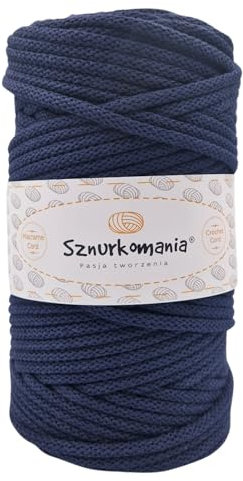 Sznurkomania, Baumwollkordel 5mm 100m, 46 Farben, Weiß Farbe, Makramee Garn, Baumwollgarn, geflochtene Baumwollkordel 5mm mit Kern, Makramee Kordel, Häkelkordel