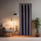 tinycurtains, Türvorhang mit Teleskopstange, einfache Montage in nur 1 Minute ohne Bohren (Türgardine grau H200 x B150 cm + Stange weiß B55-90 cm)