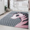 Carpetsale24 Runder Kinderteppich Einhornmotiv Ø160 cm – Großer Spielteppich für Mädchen – Hautsympathisch & Traumhaft