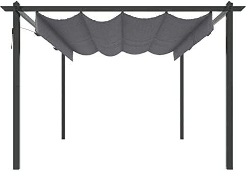 Festnight Pavillon mit Ausziehbarem Dach Pergola Gartenpavillon Terrassenüberdachung 4x3 m Anthrazit