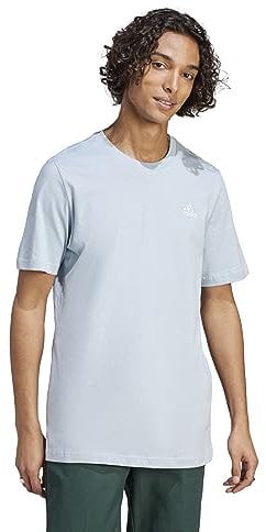 adidas Men's Essentials Single Jersey Embroidered Small Logo Tee, Wonder Blue, XS