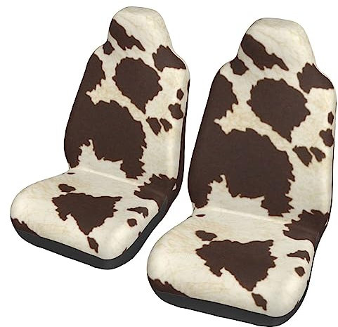 Autositzbezüge mit Kuhfell-Druck, 2 Stück, Polyester, Autositzbezüge, Kissenschoner für Fahrzeug, SUV, LKW, Lieferwagen